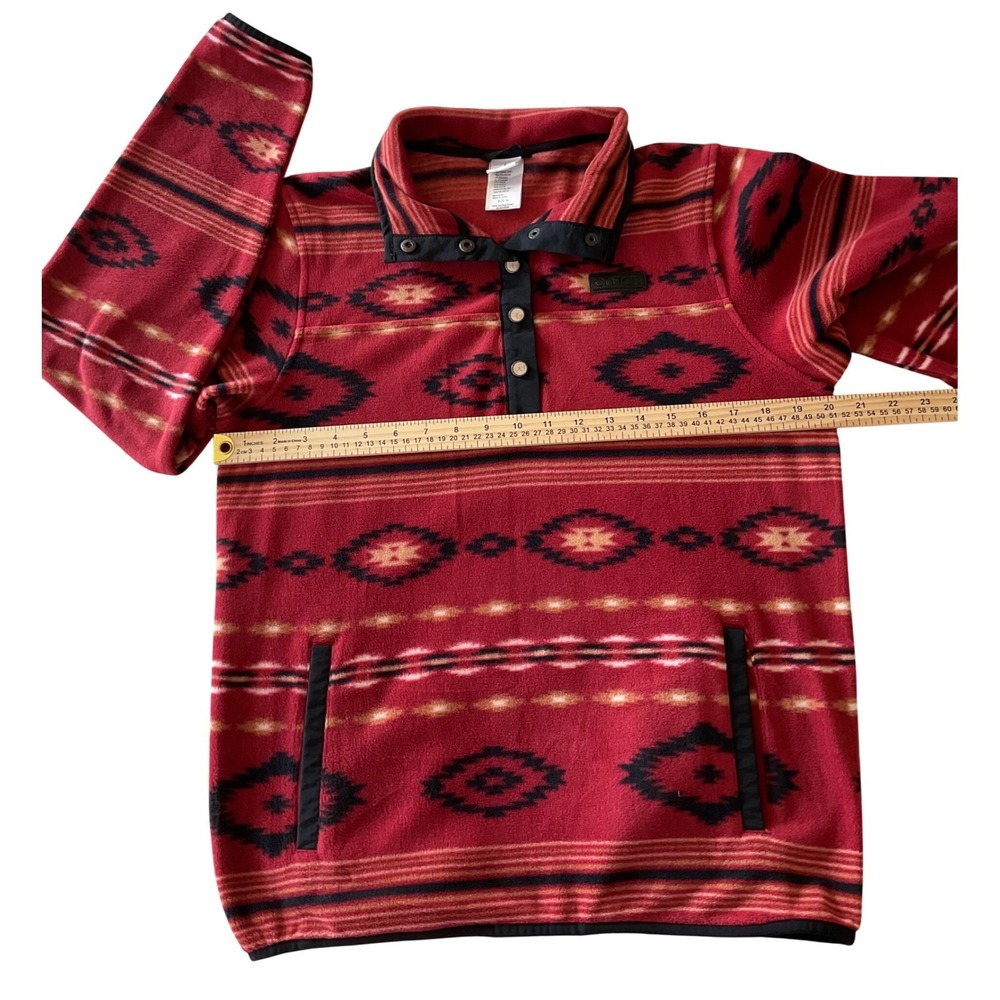 Cinch Red Aztec Southwestern Snap Neck Polar Fleece Pullover Jacket Size M - Picture 8 of 11